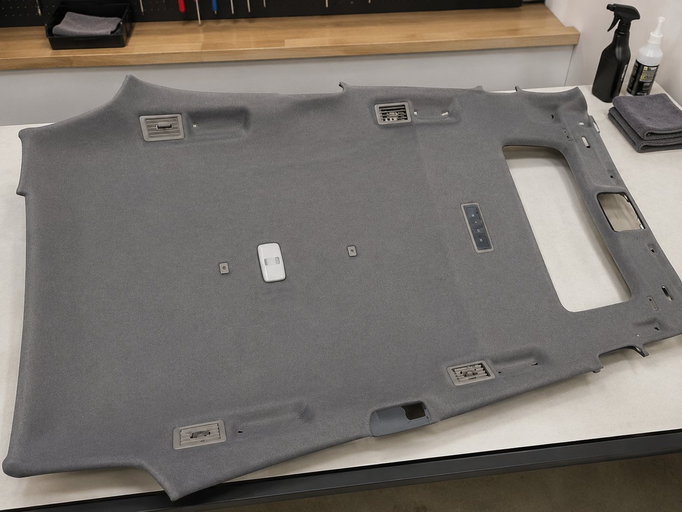 Headliner re-skinned and trim refitted